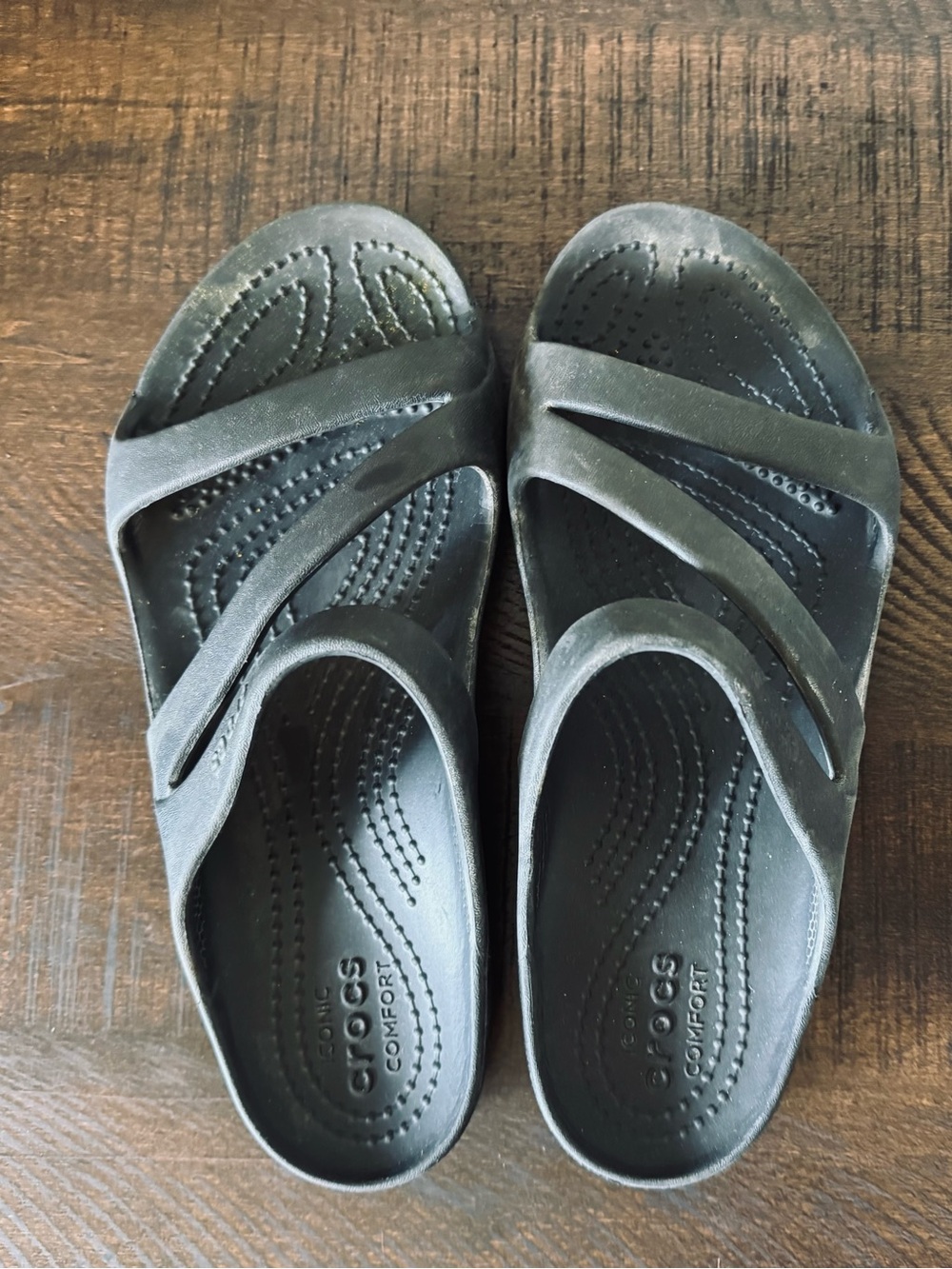 Crocs Patricia Black Sandals Women’s Size 5 Comfort Slip On Lightweight Strappy